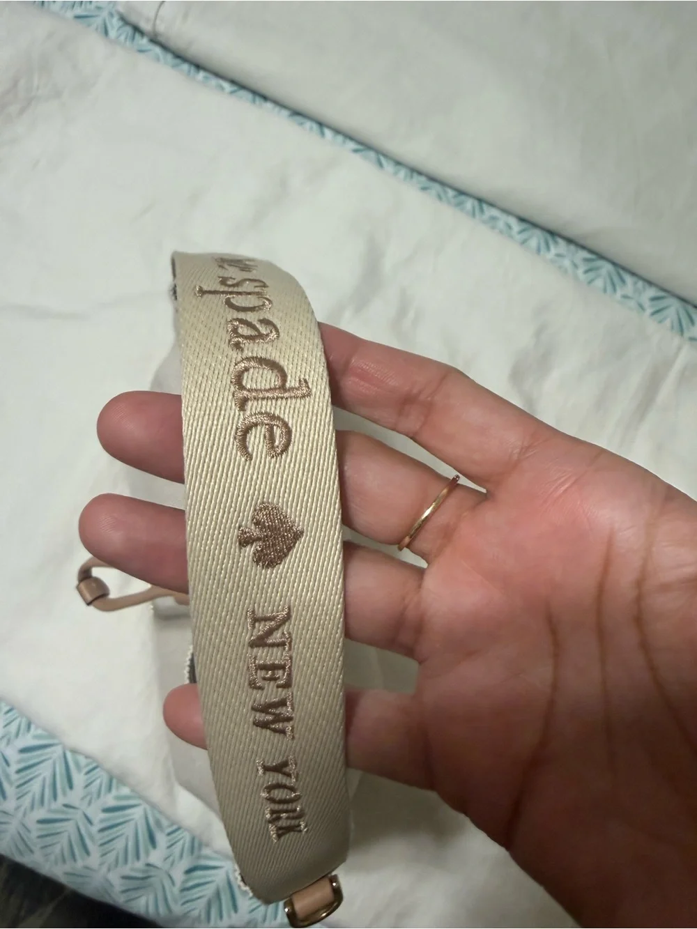 kate spade Cream Canvas Drawstring Shoulder Bag with Tan Accents - Picture 5 of 6